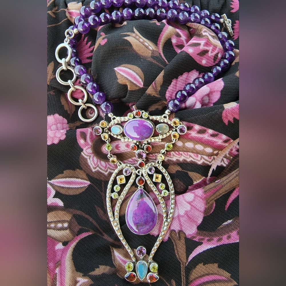NICKY BUTLER RAJ Limited #35/75 Multi Gemstone NB Necklace 925 Sterling Silver - Picture 11 of 14
